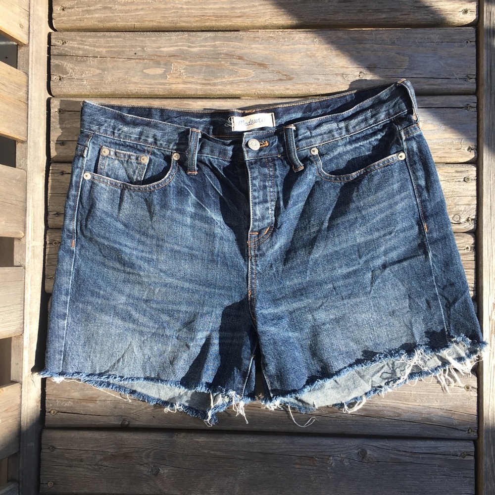 Madewell Hi Rise Frayed Raw Hem Button Fly Shorts
